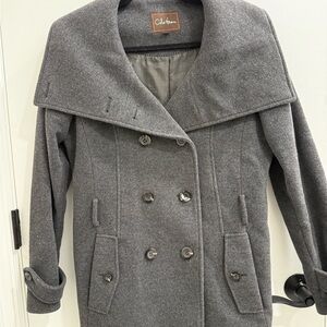 Cole Haan Charcoal Double-Breasted Peacoat
